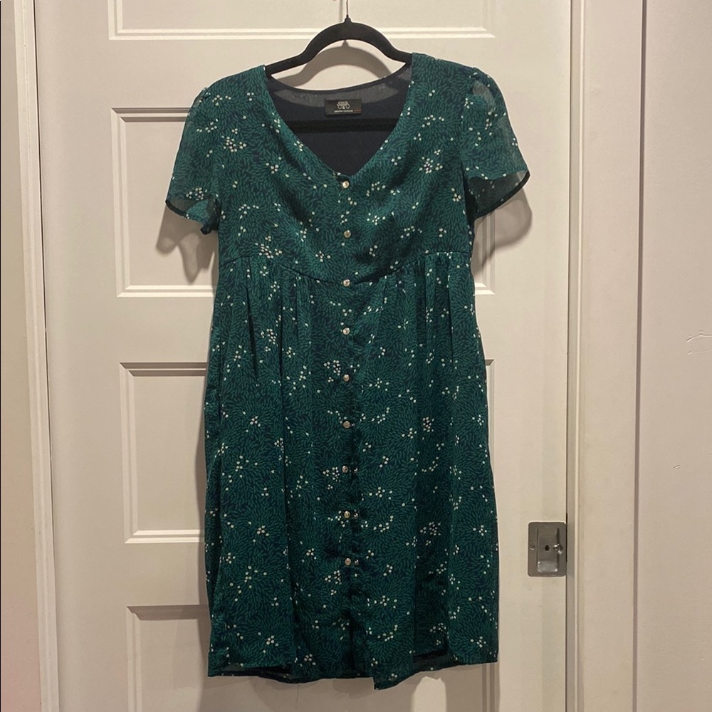 Le Temps Des Cerises Green Flutter Sleeve Sundress